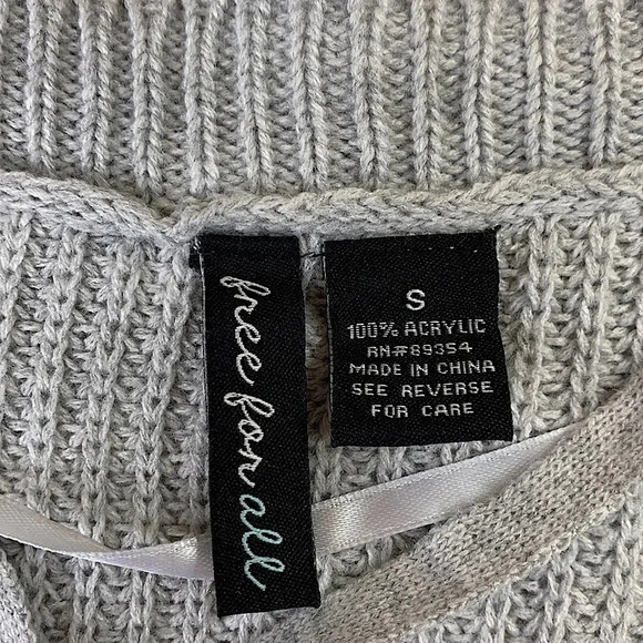 FREE FOR ALL Women's Cable Knit Sweater Chunky Pullover Oversized Size S Gray - Picture 11 of 12